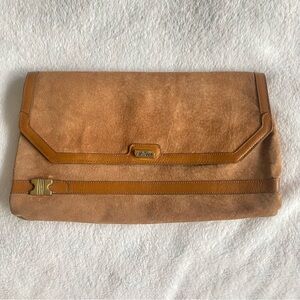 Phillippe Vintage Tan Suede Leather Clutch Bag Purse